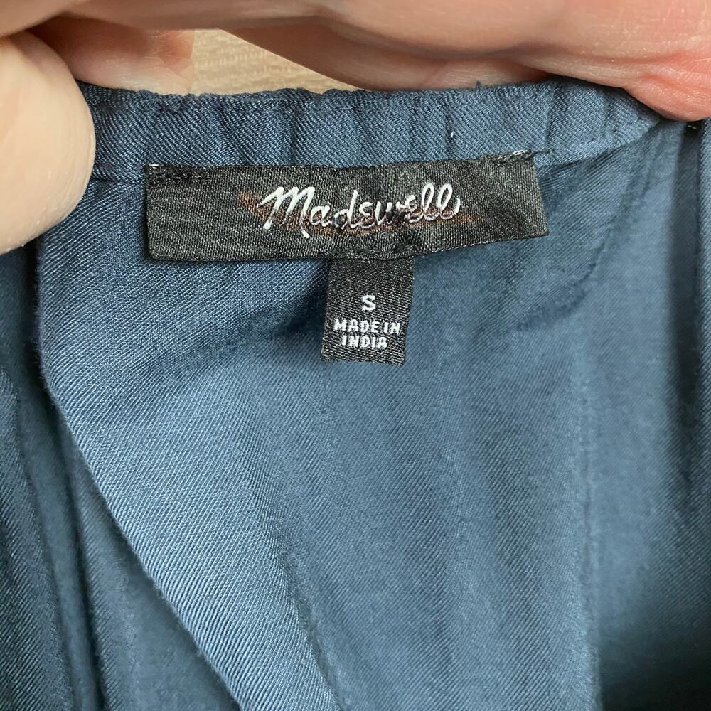 Madewell Dark Baltic Blue Gray Twill Sophia Midi Dress Sz.S - Picture 9 of 16